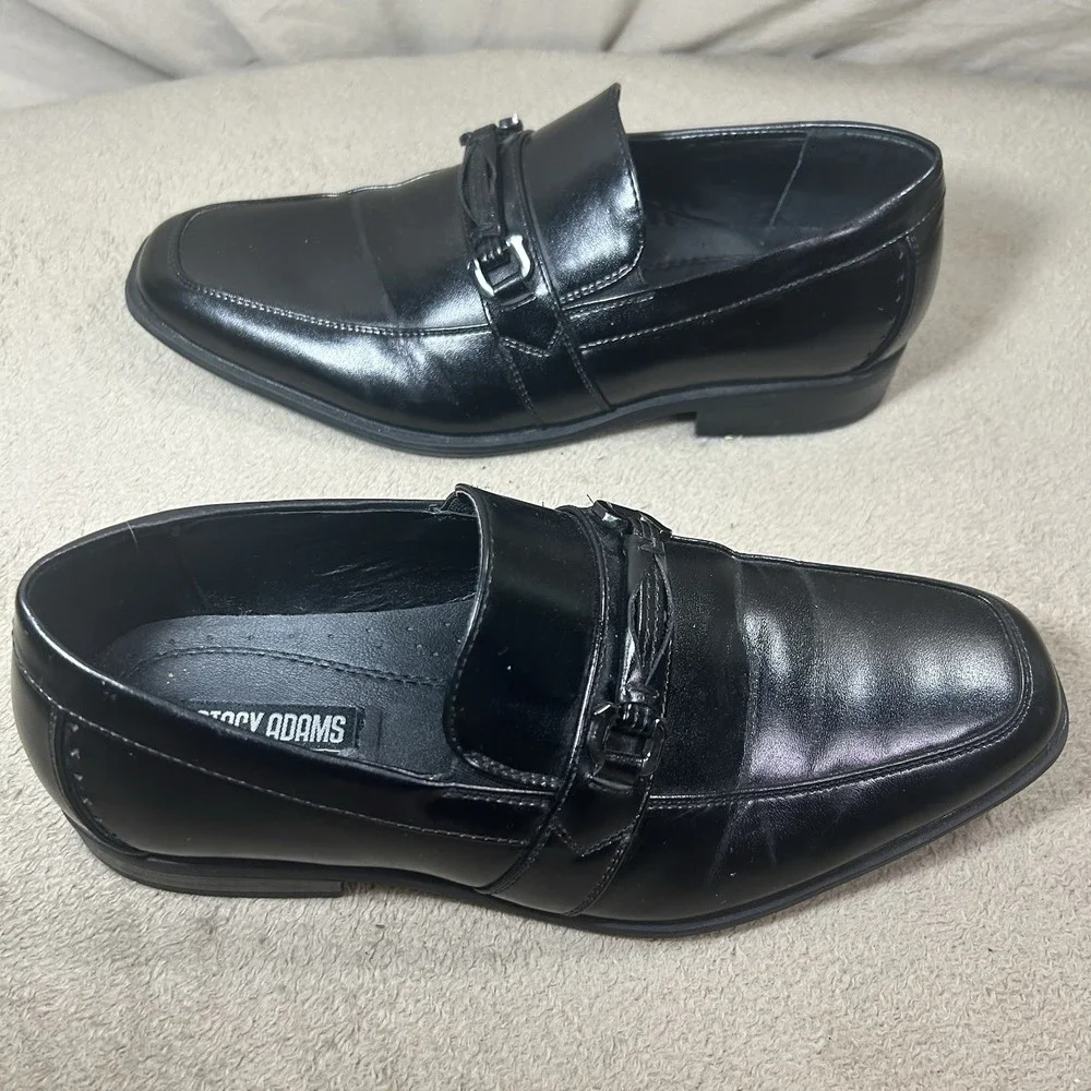 Stacy Adams Boys' Black Derby Dress Loafers Size 7M Bit Slip-On Shoes 43384-001